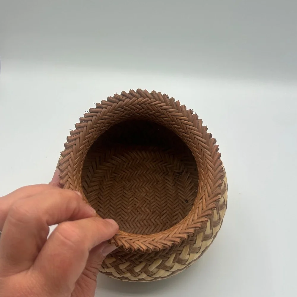 Vintage Tarahumara Raramuri Double Weave Basket Mexico Olla Southwestern